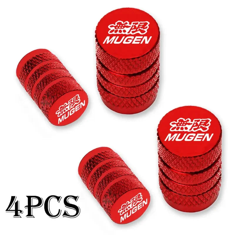 4x Tapas de Válvula para Neumáticos de Coche Mugen Universal