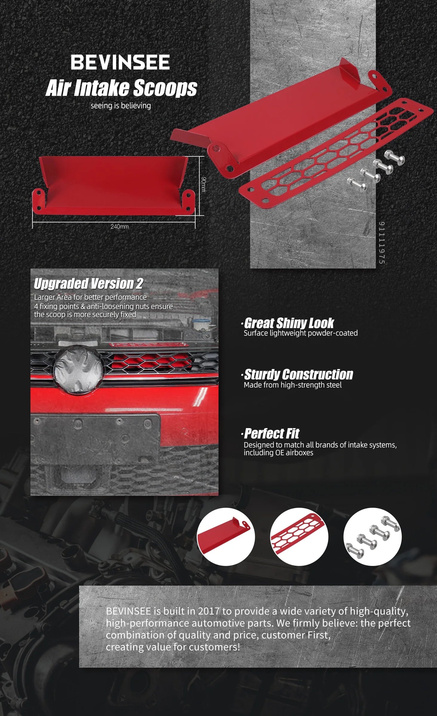 Kit de Mejora de Toma de Aire Dinámica BEVINSEE para VW Golf GTI/R MK7/7.5, Golf 7 GTI R 2012-2020 y Audi S3 8V 2013-2020.