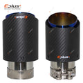 EPLUS Car Matte Carbon Fiber Muffler Tip Exhaust System Pipe Mufflers Nozzle Universal Straight Stainless Blue