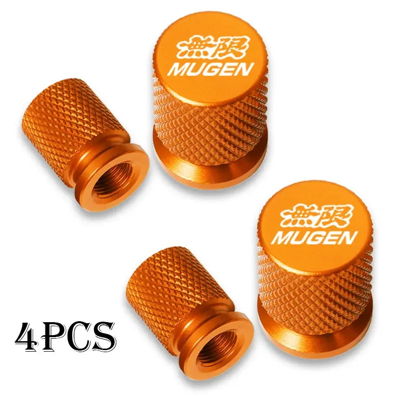 4x Tapas de Válvula para Neumáticos de Coche Mugen Universal