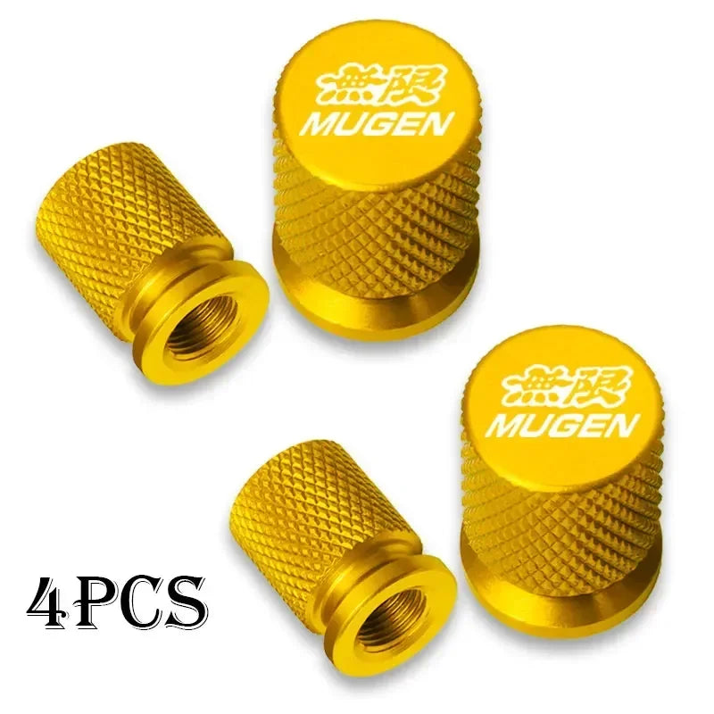 4x Tapas de Válvula para Neumáticos de Coche Mugen Universal