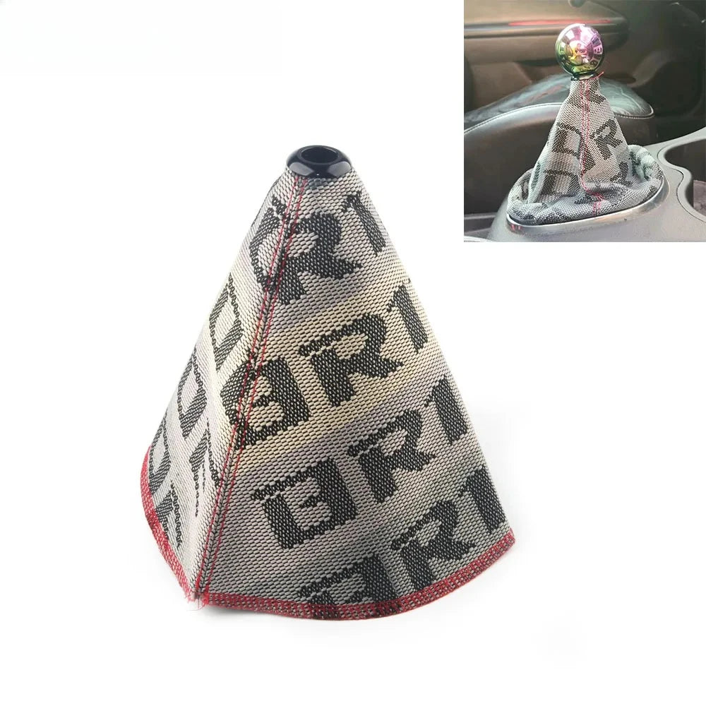 JDM Style Canvas Universal Shift Lever Knob Boot Cover Red Black Racing Shift Knob Collars Accesorios Para Vehículos