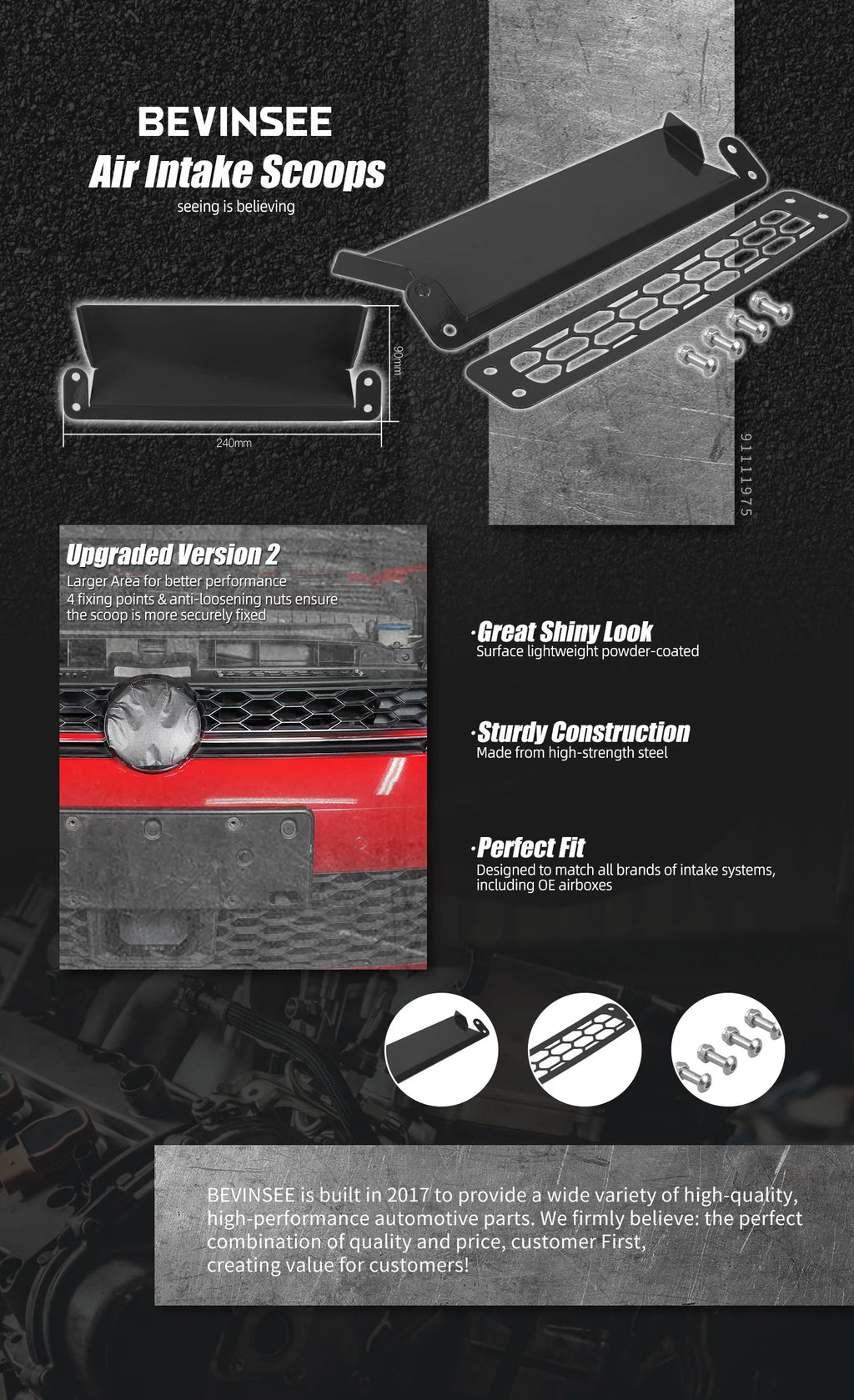 Kit de Mejora de Toma de Aire Dinámica BEVINSEE para VW Golf GTI/R MK7/7.5, Golf 7 GTI R 2012-2020 y Audi S3 8V 2013-2020.