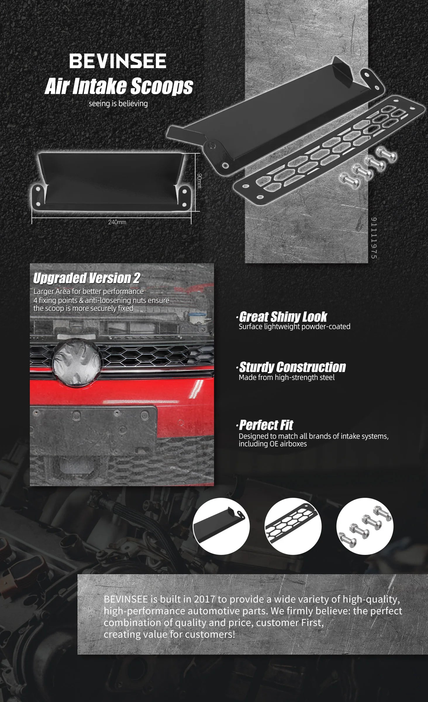 Kit de Mejora de Toma de Aire Dinámica BEVINSEE para VW Golf GTI/R MK7/7.5, Golf 7 GTI R 2012-2020 y Audi S3 8V 2013-2020.