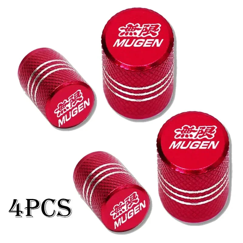 4x Tapas de Válvula para Neumáticos de Coche Mugen Universal