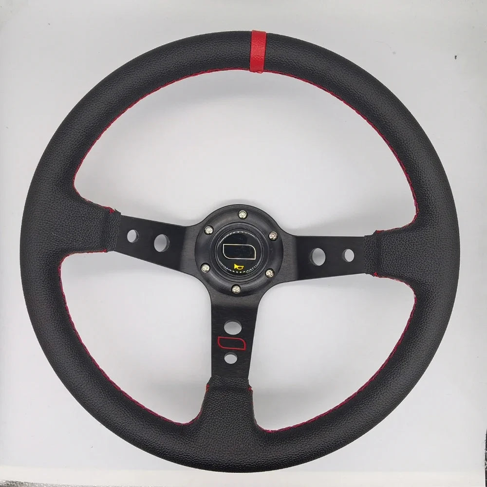Universal 14 inch 350mm Suede/PVC/PU Car Aluminum Racing Steering wheels Deep Corn Drifting Sport Auto Steering Wheel With Logo