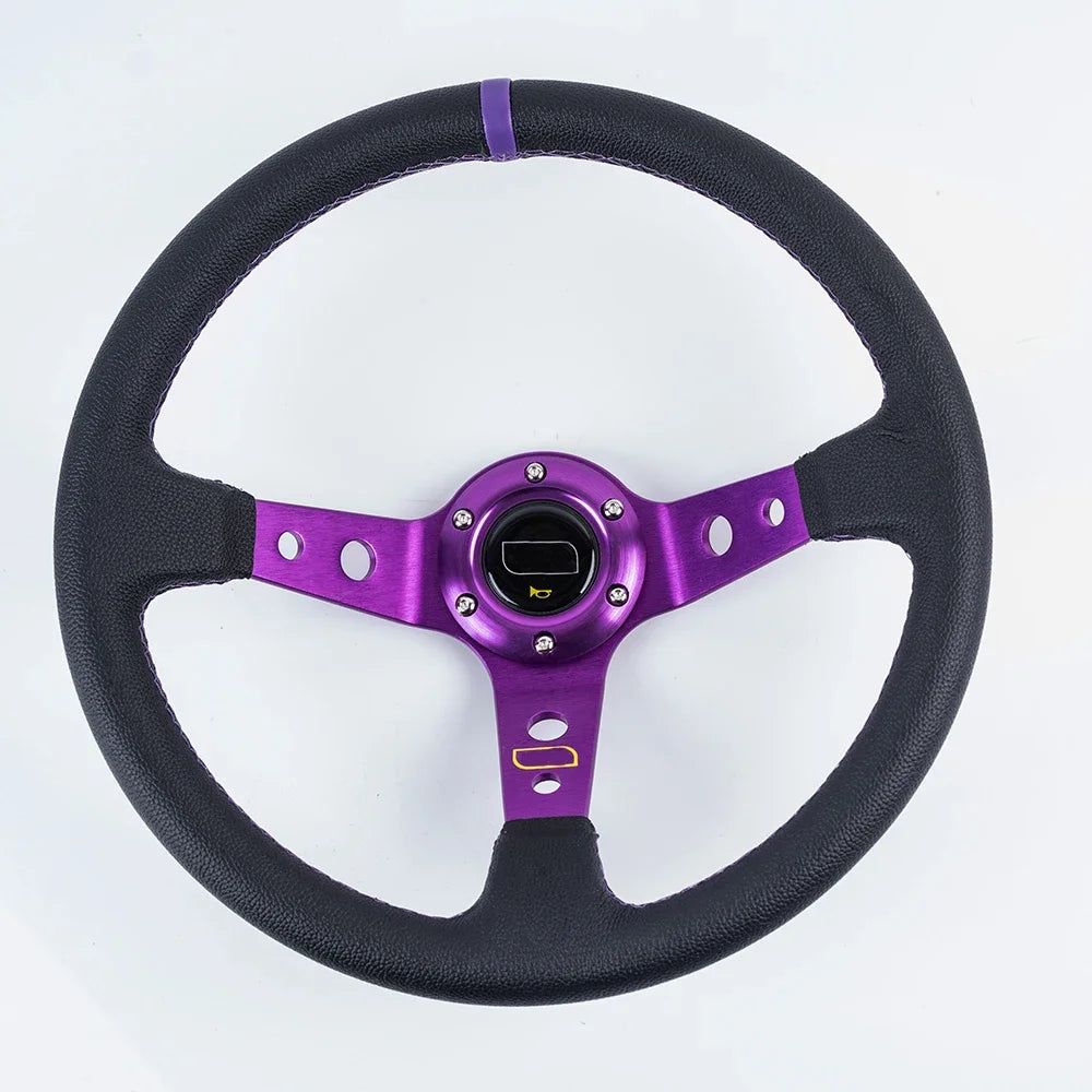Universal 14 inch 350mm Suede/PVC/PU Car Aluminum Racing Steering wheels Deep Corn Drifting Sport Auto Steering Wheel With Logo