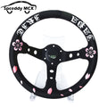 Volante JDM de Cuero Auténtico con Bordado Flor de Cereza Universal