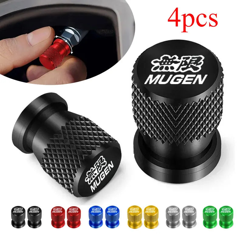 4x Tapas de Válvula para Neumáticos de Coche Mugen Universal