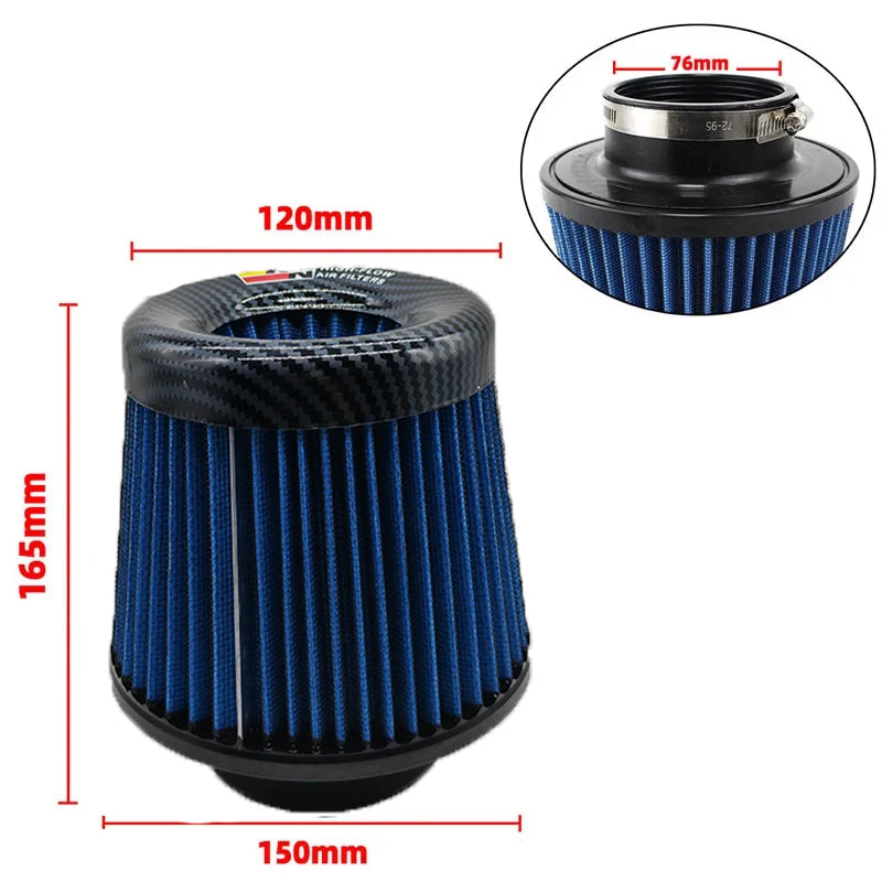 KN Intake Air Filter 3 Inch 76mm Car motorcycle Universal High Flow Air Filter Mushroom Head for KN Big Horsepower Performance