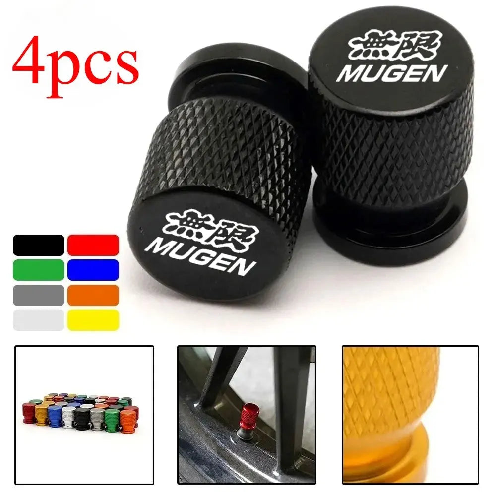 4x Tapas de Válvula para Neumáticos de Coche Mugen Universal