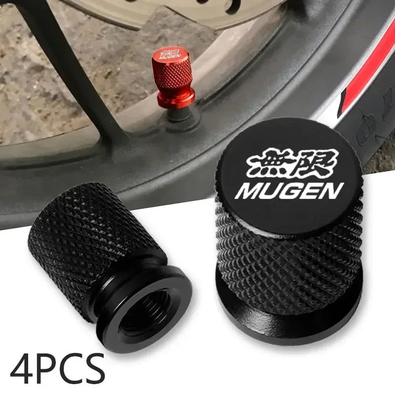 4x Tapas de Válvula para Neumáticos de Coche Mugen Universal